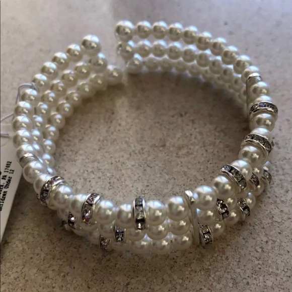 studio works jewelry silvertone pearl coil bracelet poshmark studio works jewelry